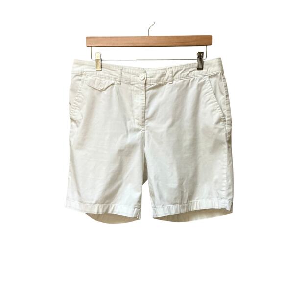 Talbots Classic Bermuda Style High Rise Cotton Shorts White SZ 12 - Picture 1 of 5